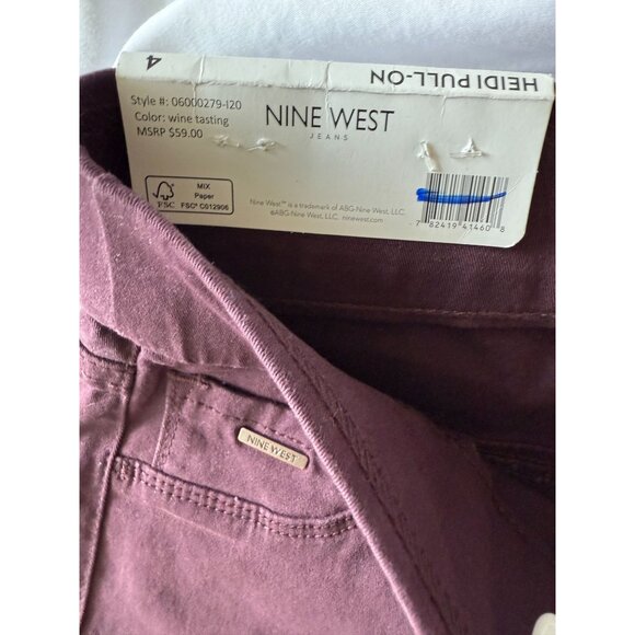 NWT Nine West Women's Heidi Pull On Pant Wine Burgundy Jeans Twill SIZE 4 - Picture 5 of 10